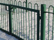 Bow top railings at Lever Edge School, Bolton